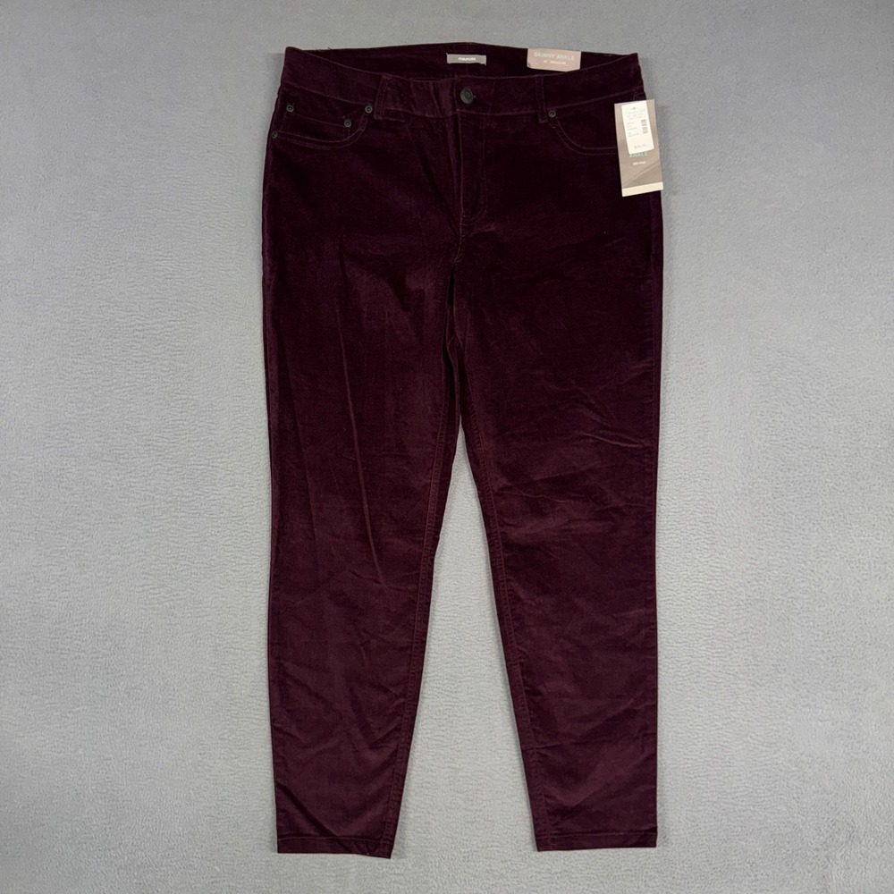 Maurices Pants Womens 16 Purple Skinny Ankle Mid Rise Velvet Corduroy Cotton NWT